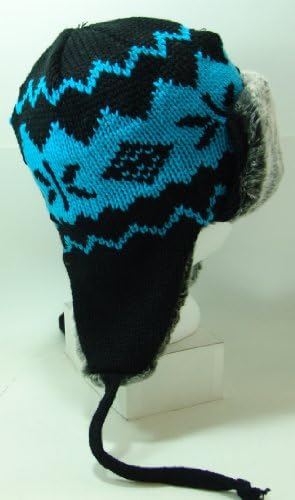 FUROCITY HATS 100% Polyester Knit Trapper/Bomber Hat - Flourescent Blue