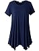 LARACE Short Sleeve Shirts for Womens Plus Size Tops Casual Summer Clothes Asymmetrical Tunic Blouses(Navy Blue 1X)