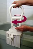 Bathtub Safety Rail - Rotating Grab Bar Has 12 Locking Positions, Allowing Customization for Maximum Comfort and Safety. Rubber Coated Heavy Duty Clamp Pads Secure the Grab Bar to Any Standard Size Tub Rail 2 1/2 to 5. No Tolls Required.