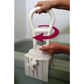 Bath Safety Bar - Rotating Grab Bar Has 12 Locking Positions, Allowing Customization for Maximum Comfort and Safety. Rubber Coated Heavy Duty Clamp Pads Secure the Grab Bar to Any Standard Size Tub Rail 2 1/2" to 5". No Tolls Required.