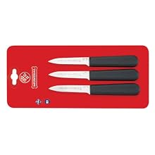 Mundial SC5601-3 1/4 3-1/4-Inch Chef's Style Paring Knife Collection, Set of 3, Black