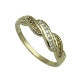 9ct Yellow Gold Ladies S-Shape Ring Set with 0.25ct of White and Yellow Diamonds Size - P
