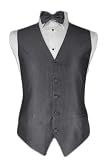 mens tux vests-Tuxedo Vest - Venetian Collection Asphalt with Coordinating Bowtie (56-58 3xlarge)
