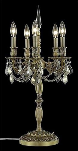 Reynard French Gold Traditional 5-Light Table Lamp Heirloom Handcut Crystal in Golden Teak -7825TL13FG-GT-RC--13" W/D