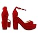 Loslandifen Women's Faux Velvet Platform Block High Heel Sandals