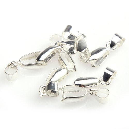 ILOVEDIY 19mm Silver Plated Clasp Pinch Clip Bail Pendant Connector Jewelry Components Findings 15pcs