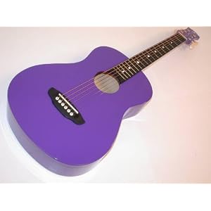 Luna Aura Day Glow Acoustic Guitar-Purple, Includes Gig Bag and Stickers by 