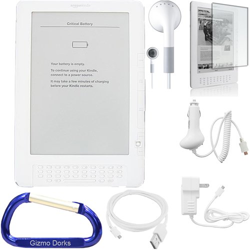 Premium Rubberized Silicone SKin Case (Clear) - Screen Protector Guard - USB 2in1 HotSync Data Charging Cable - Car Charger - Wall Travel Charger - Earphones - and Free Carabiner Key Chain for the Amazon Kindle DX (9.7 Inch Screen) Image Premium Rubberized Silicone SKin Case (Clear) - Screen Protector Guard - USB 2in1 HotSync Data Charging Cable - Car Charger - Wall Travel Charger - Earphones - and Free Carabiner Key Chain for the Amazon Kindle DX (9.7 Inch Screen)