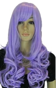 Qiyun Long Wavy Curly Lavender Purple Synthetic Hair Full Wig Cosplay
