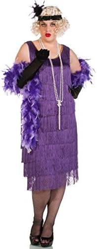 Elevate Costumes Plus Size Long Purple Deluxe Chicago 1920's Flapper Costume
