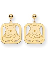 Disney Yellow Gold Square Winnie the Pooh Post Earrings