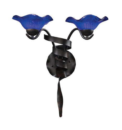 Elk 10180/2COB Villa 2-Light Sconce Cobalt Glass In Weathered Rust