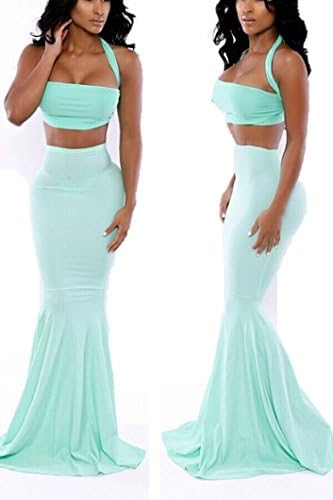 Toxic Club Women's Halter Crop Top with Mermaid Maxi Skirt Multicoloured