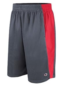 Champion Men`s Textured Dazzle Basketball Shorts,82619,M,Slate Grey/Crimson