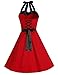 DRESSTELLS Women's Vintage 1950s Cocktail Party Retro Halter Homecoming Rockabilly Pinup Audrey Hepburn Dresses Red Black L