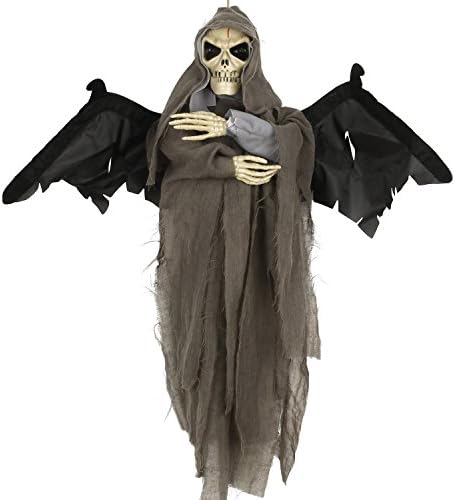 Naice Halloween Decoration 23'' Flying Ghost with Creepy Voice, Shaking Wings and Lighting Eyes Halloween Haunted House Prop Decor Halloween Props