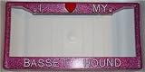 Pink Glitter I Love My Basset Hound Frame
