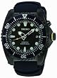 Seiko #SKA427P2 Men's Black IP Kinetic 200m Diver Watch with Rubber Strap (Black Face/Black Bezel)