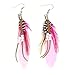 Cute Handmade Natural Goose Feather Earrings,pink