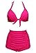 DD&MM Vintage Ruched Vintage High Waisted Bikini Swimsuits Swimwear