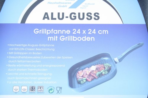 Alu- Grillpfanne mit Steakboden Teflon-klassik-beschichtet, 