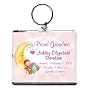 Proud Grandma Too Cute Birth Announcement Photo Key Chain, Personalized, 2.75" x 3.25" Baby in the Moon (Girl)