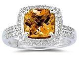 2.50ct Cushion Cut Citrine & Diamond Ring in 14K White Gold