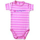 Hudson Baby Premium Shoulder Snap Bodysuit - Girls Siblings, I Love My Big Bro - 0-3 months