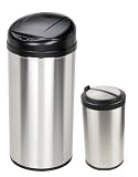 Infrared Touchless Automatic Motion Sensor Lid Open Trash Cans Combo - Stainless Steel 13.2/2.1-Gal