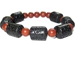Lava Bracelet 01 Stretch Marble Red Black Matte Gemstone Crystal Healing Bead