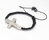 Bracelet Shamballa Croix Noir, Ajustable