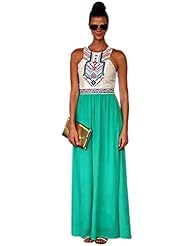 Sexy Full Length Chiffon Vintage Summer Sleeveless Tank Two-Toned Floral Print Evening Dress/Party Dress/Maxi Dress 