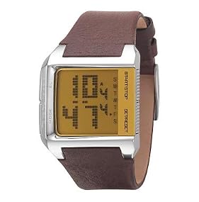 Diesel #DZ7093 Men's Leather Strap Chronograph Alarm Digital Watch