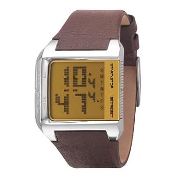 Diesel #DZ7093 Men's Leather Strap Chronograph Alarm Digital Watch