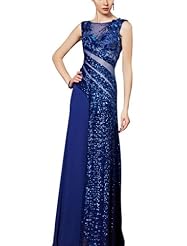 A-line Sequined Beaded Chiffon Cocktail Floor Length Sleeveless Evening Dress/Homecoming Dress/Pageant Dress/Prom Dress/Party Dress/Wedding Dress 