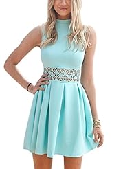 Chiffon/Cotton Summer High-Neck Illusion Sleeveless Midi Dress 