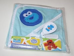 Sesame Street Hooded Blanket With Brush & Comb Set - Blue(COOKIE MONSTER)