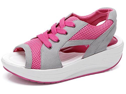 DADAWEN Women's Girl's Summer Breathable Casual Sport Platform Toning Fitness Sandals