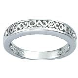 Children's Sterling Silver Diamond Accent Filigree Band Ring, Size 4