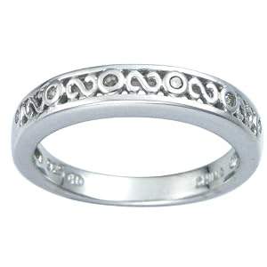 Children's Sterling Silver Diamond Accent Filigree Band Ring