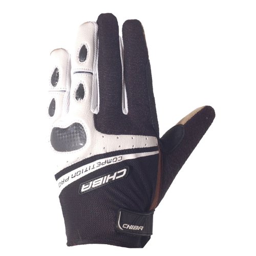 Chiba Full Finger Competition Pro Cycling Gloves - 1 Pair, X-Large, Black/White