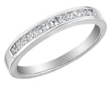 Princess Cut Diamond Wedding Band and Anniversary Ring 1/5 Carat (ctw) in 14K White Gold