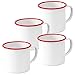 Crow Canyon Home Enamelware Mug, 12 ounce, Vintage White/Red (Set of 4)