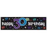 The Party Continues 30th Birthday Giant Metallic Sign Banner