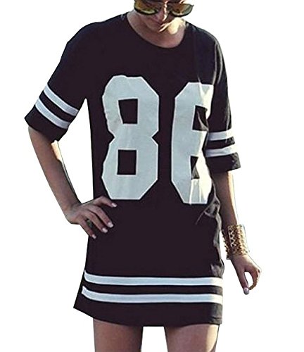 Amoin Women's Baseball T Shirt Top Loose Dress