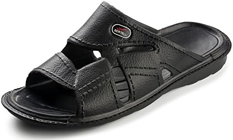 BERTELLI Mens New Vented Slide Clog Sandal Slipper (12, Black)