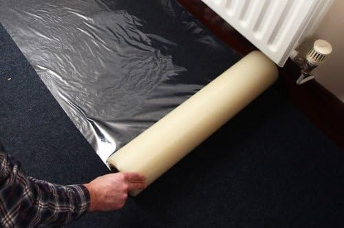 CARPET PROTECTOR 50M X 600MM SELF ADHESIVE, IDEAL FOR DECORATING, BUILDING WORK, PARTIES, CATERING ETC. REMOVES LEAVING NO RESIDUE. USED BY MAIN CONTRACTORS AND EVENT CATERERS by CARPET PROTECTOR