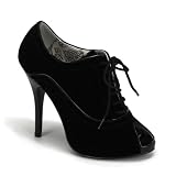 Women's Sexy Black Shoes 4 3/4 Inch Heel Sexy Peep Toe Oxford Shoe High Heel Velvet