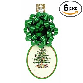 CR Gibson Spode Christmas Tree Jumbo Tag With Bow (Pack of 6)