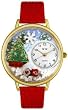 Whimsical Watches Unisex Christmas Tree Gold G1220002 Leather Analog Quartz Watch with White Dial